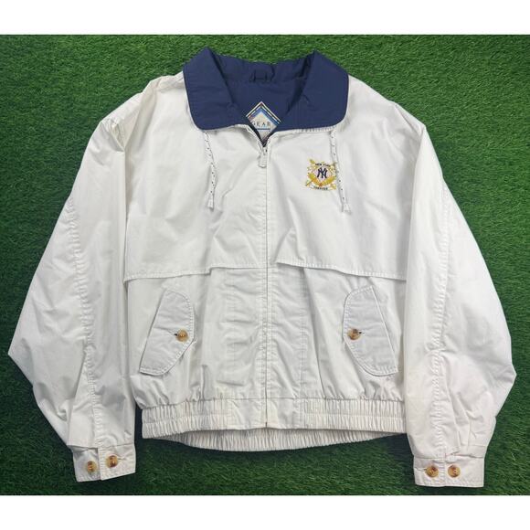 Vintage GEAR for Sports New York Yankees Jacket XXL White Navy Made in Korea - Picture 1 of 10
